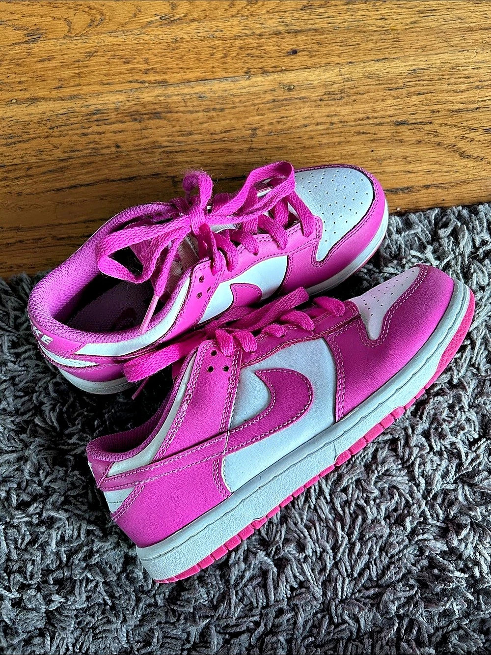Nike Dunk Low Active Laser Fuchsia Kids Sneakers Pink & White US 2Y